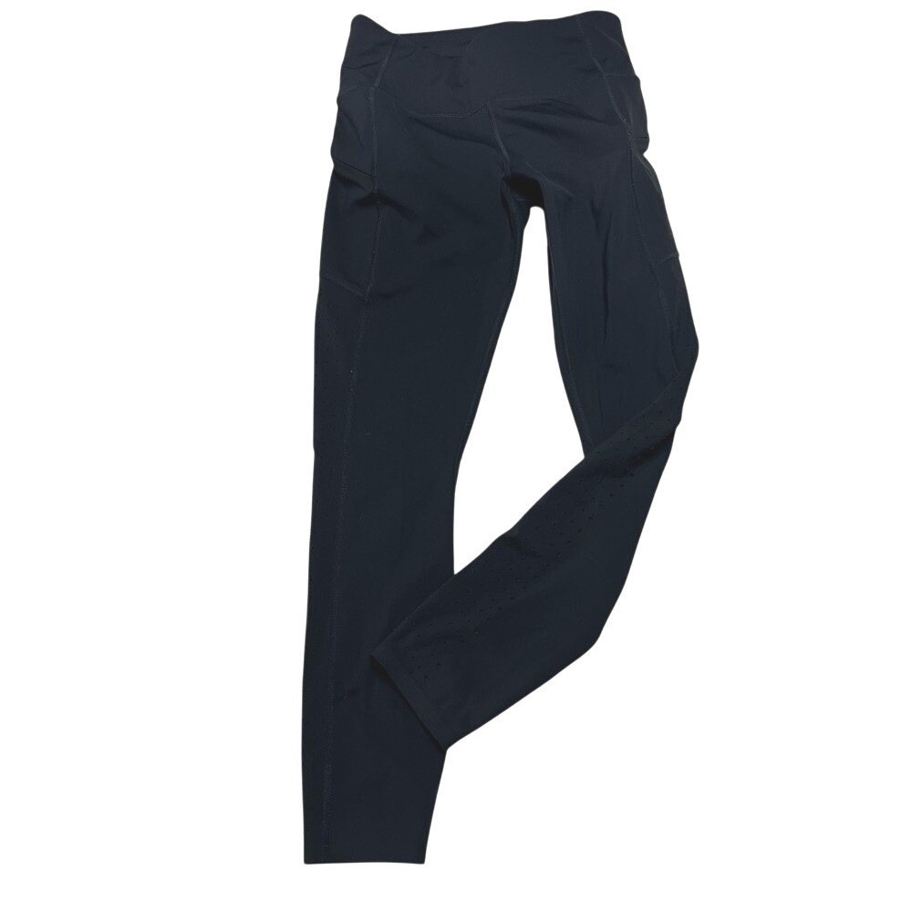 Athleta Womens Black Laser Cut Pocket High Rise Leggings XS Athleisure Yoga Run